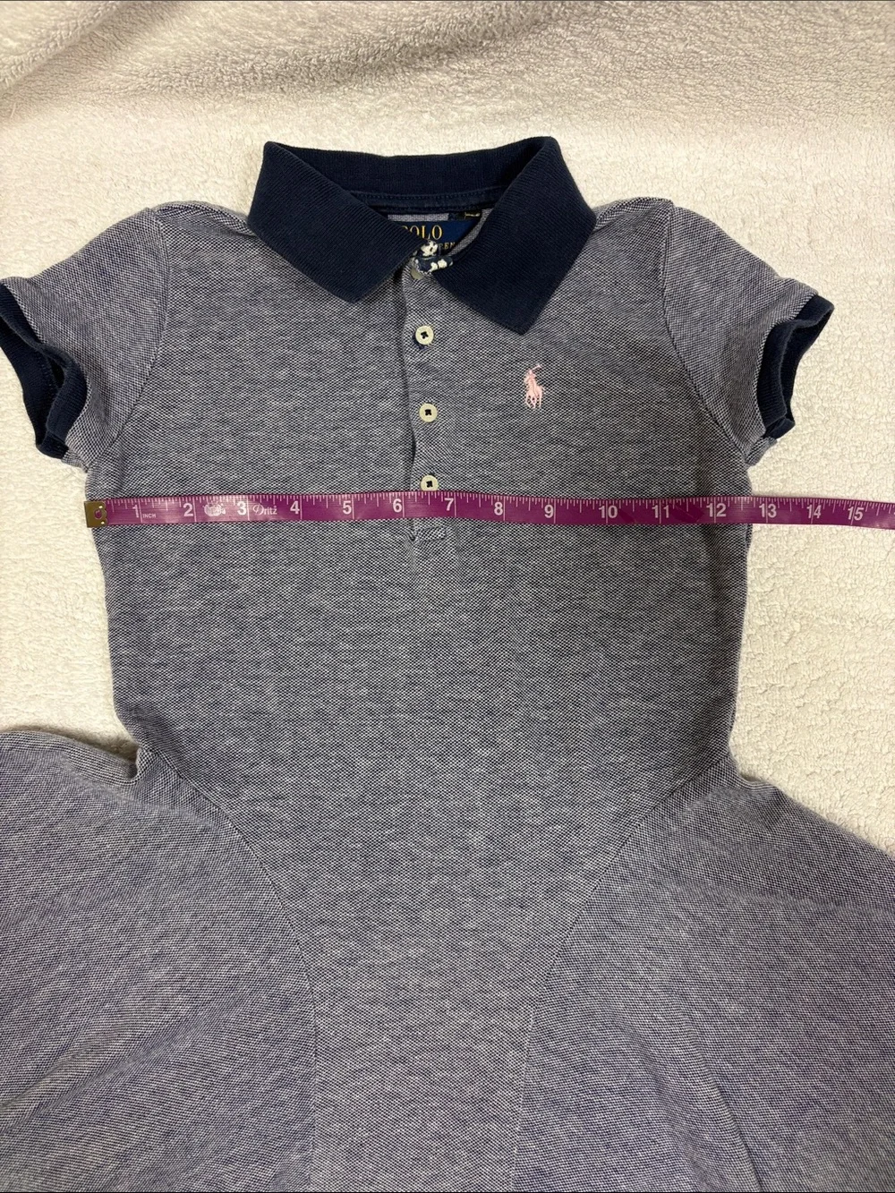 Ralph Lauren Girls Polo Skater Dress Navy with Pink Pony short sleeve 6x